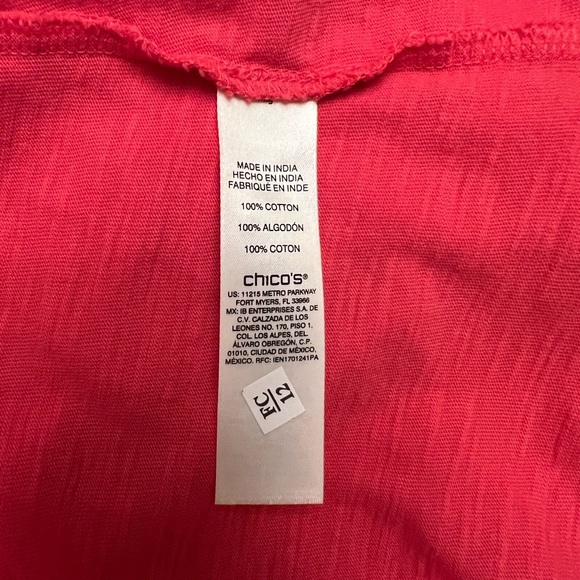 NWT Chico’s Adorable Pink Beaded Keyhole Elbow Sleeve Tee, Chico’s Sz 2 = L/12 - Picture 5 of 6